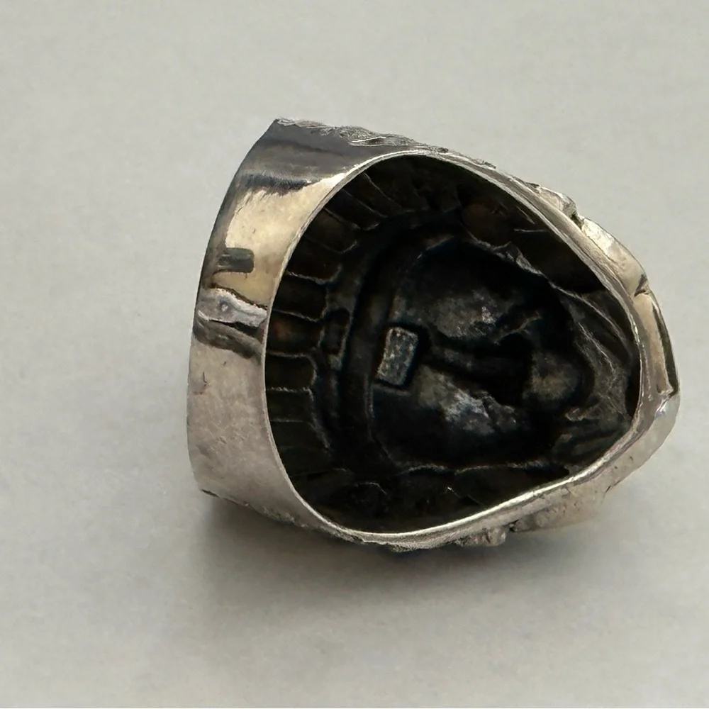 925 Silver Native American Indian Chief Warrior Ring - Picture 6 of 6